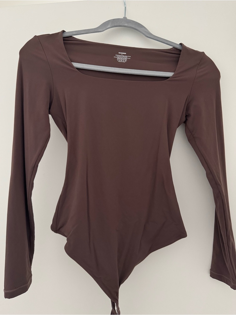 Women's Long Sleeve Square Neck Bodysuit - Brown
